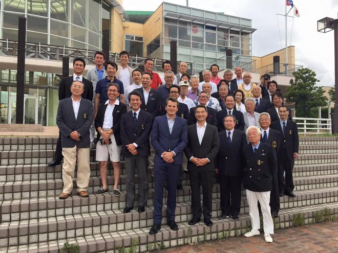 Skipper Dean Barker and General Manager Fuku meet Kansai Yacht Club members in Osaka © SoftBank Team Japan