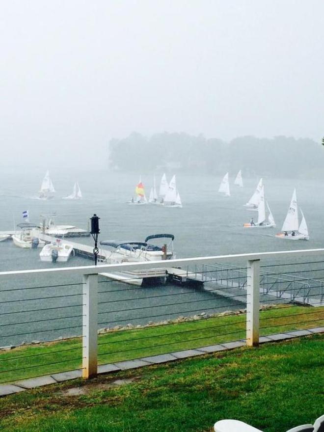 If you like 420 sailing, and getting caught in the rain. Quick summer shower at Ida Lewis 2015 - 2015 US Junior Women’s Doublehanded Championship © Joe Reyes