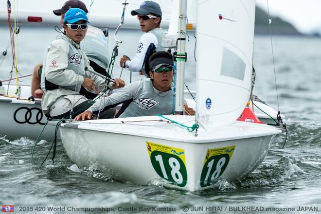 Shinnosuke Hachisuka/Keigo Iwata (JPN) in U17 fleet - 2015 420 World Championships © Jun Hirai / BULKHEAD Magazine