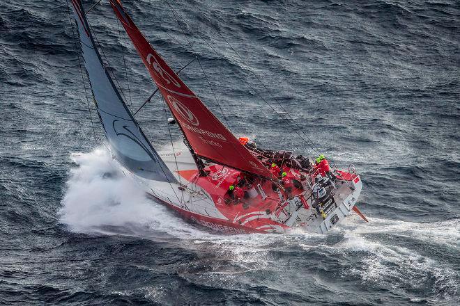 Dongfeng passing by Costa da Morte - Coast of Death - in Spanish waters during leg eight to Lorient. - 2015 Volvo Ocean Race ©  Ainhoa Sanchez/Volvo Ocean Race