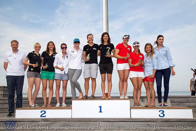 Annie Haeger (East. Troy, Wisc.) and Briana Provancha (San Diego, Calif.), 3rd and 4th right right (in red), Women’s 470. © Nikos Alevromytis http://www.470.org
