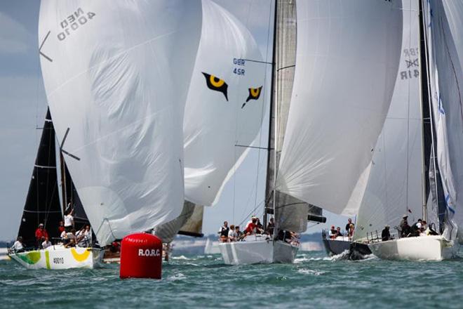 IRC One leward mark rounding on day two of the RORC IRC National Championship in the Solent © Paul Wyeth / www.pwpictures.com http://www.pwpictures.com