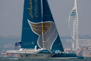Oman Air fly past the Spinnaker Tower - 2015 AAM Cowes Week – Artemis Challenge photo copyright Lloyd Images taken at  and featuring the  class