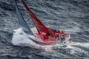 Dongfeng passing by Costa da Morte - Coast of Death - in Spanish waters during leg eight to Lorient. - 2015 Volvo Ocean Race photo copyright  Ainhoa Sanchez/Volvo Ocean Race taken at  and featuring the  class