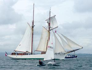 A Ballyholme Laser sailor takes on the French schooner Etoile – and he kept up with her too photo copyright W M Nixon taken at  and featuring the  class