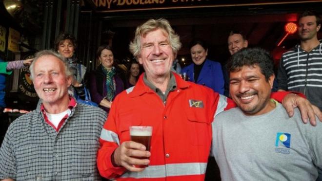Two New Zealand sailors and their Mexican skipper arrived back in Auckland on Saturday after their yacht the Sunny Deck caught fire in the Pacific Ocean and were rescued by a passing container ship. From left: Michael 'Sam' Boyd, yacht owner Murray Vereker-Bindon and skipper Victor Campos. - mid-Pacific rescue after yacht burns © Rory O'Sullivan
