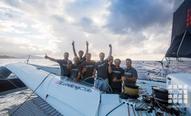End of run celebrations - Lending Club 2 - Course record attempt - July 2015 - Long Beach to Honolulu © ....