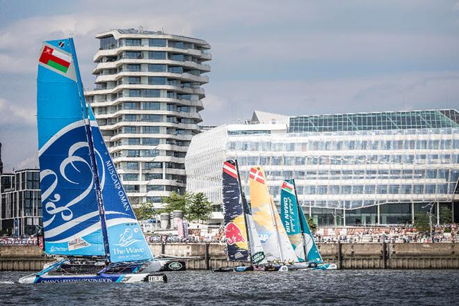 Final day action at the Extreme Sailing Series™ in Hamburg  ©  Jesus Renedo http://www.sailingstock.com