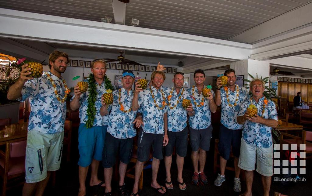 Celebrations in the yacht club after their record run - Lending Club 2 - Course record attempt - Long Beach to Honolulu - July 2015 photo copyright Phil Uhl taken at  and featuring the  class