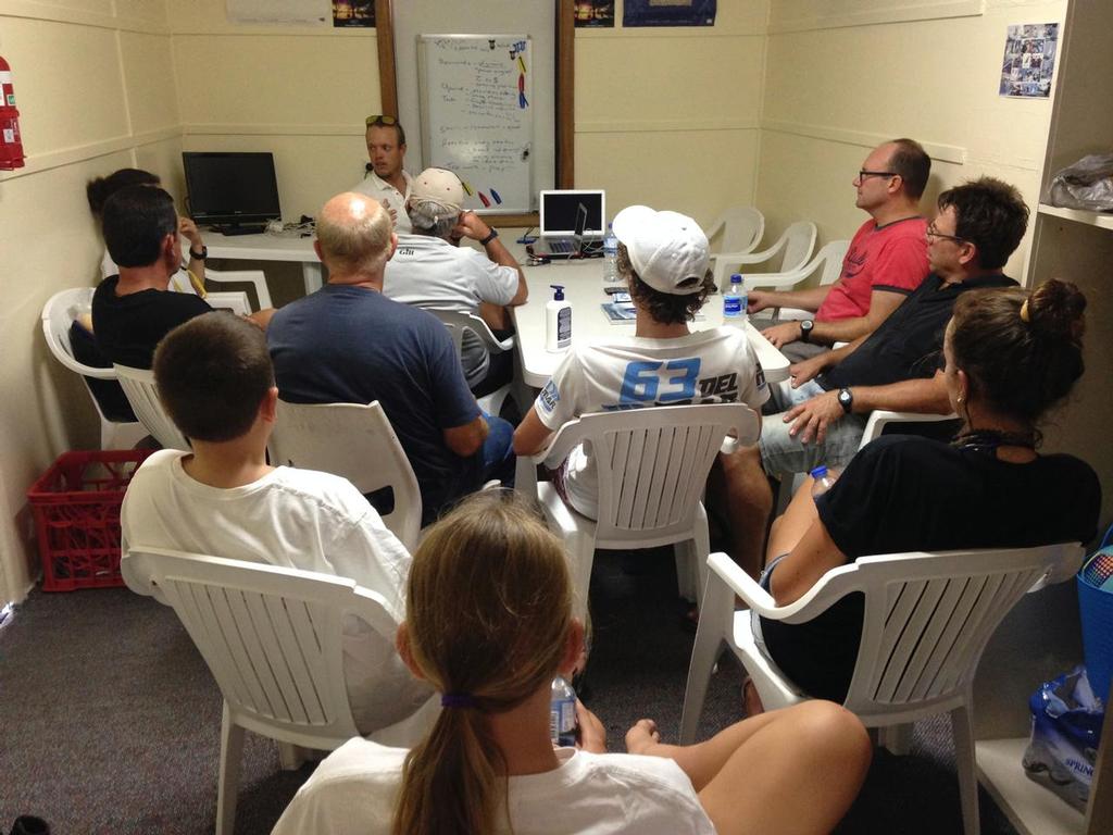 Tom Burton delivering a de-brief during H2O Laser Training photo copyright H2O Sports Academy Australia taken at  and featuring the  class