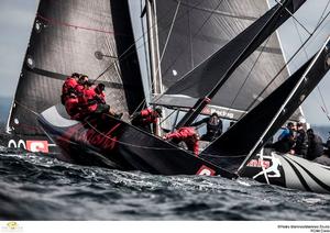 Katusha crosses ahead of Artemis Racing Youth - 2015 RC44 Marstrand Cup photo copyright Pedro Martinez / Martinez Studio taken at  and featuring the  class