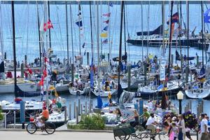 The scene at Mackinac Harbor - Bell’s Beer Bayview Mackinac Race photo copyright Martin Chumiecki / Bayview Yacht Club taken at  and featuring the  class