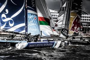 Act 5 - Hamburg. The Wave, Muscat skippered by Leigh McMillan (GBR) and crewed by Sarah Ayton (GBR), Pete Greenhalgh (GBR), Ed Smyth (NZL), Nasser Al Mashari (OMA) - 2015 Extreme Sailing Series photo copyright  Jesus Renedo http://www.sailingstock.com taken at  and featuring the  class