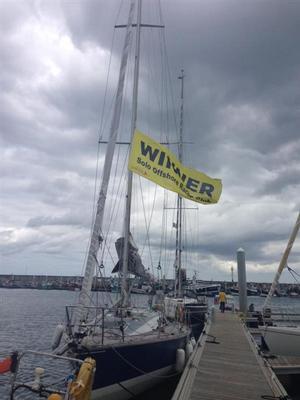 Rupert on Zest seemed to enjoy flying the yellow 'Winner' flag... - 2015 Channel Week Race photo copyright Solo Offshore Racing Club taken at  and featuring the  class