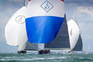 Lionheart, Velsheda and Ranger - a magnificent sight in the RYS Bicentenary International Regatta's Race Around the Island photo copyright Paul Wyeth / www.pwpictures.com http://www.pwpictures.com taken at  and featuring the  class
