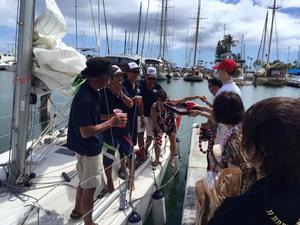 The Fortissimo crew finally arrives in Hawaii - 2015 Transpac photo copyright Transpacific Yacht Club taken at  and featuring the  class