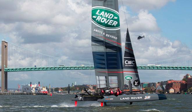 Land Rover BAR foiling in Gothenburg - 2015 America's Cup World Series © Lloyd Images