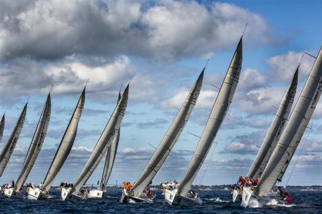 Swan 42s lined up for the start - 2015 Rolex NYYC Invitational Cup ©  Rolex/Daniel Forster http://www.regattanews.com