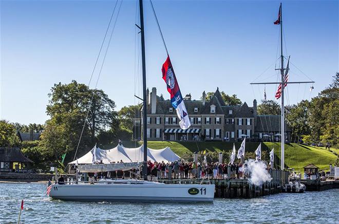 The home team passing by the NYYC Harbour Court during the parade of nations at the 2013 event © Daniel Forster http://www.DanielForster.com