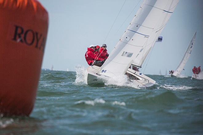A south-easterly breeze of 12 knots that built to give gusts of 20 proved physically demanding as well as intellectually challenging on the opening day of the Etchells Invitational Regatta for the Gertrude Cup in Cowes. © Emma Louise Wyn Jones Photography