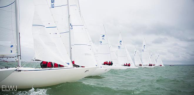 The fleet lining up for the start of the day's second race © Emma Louise Wyn Jones Photography