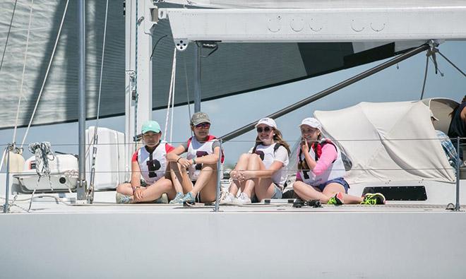 Youth Challenge teams aboard Shaun Ensor's Baltic 55 Fearless  © Meghan Sepe