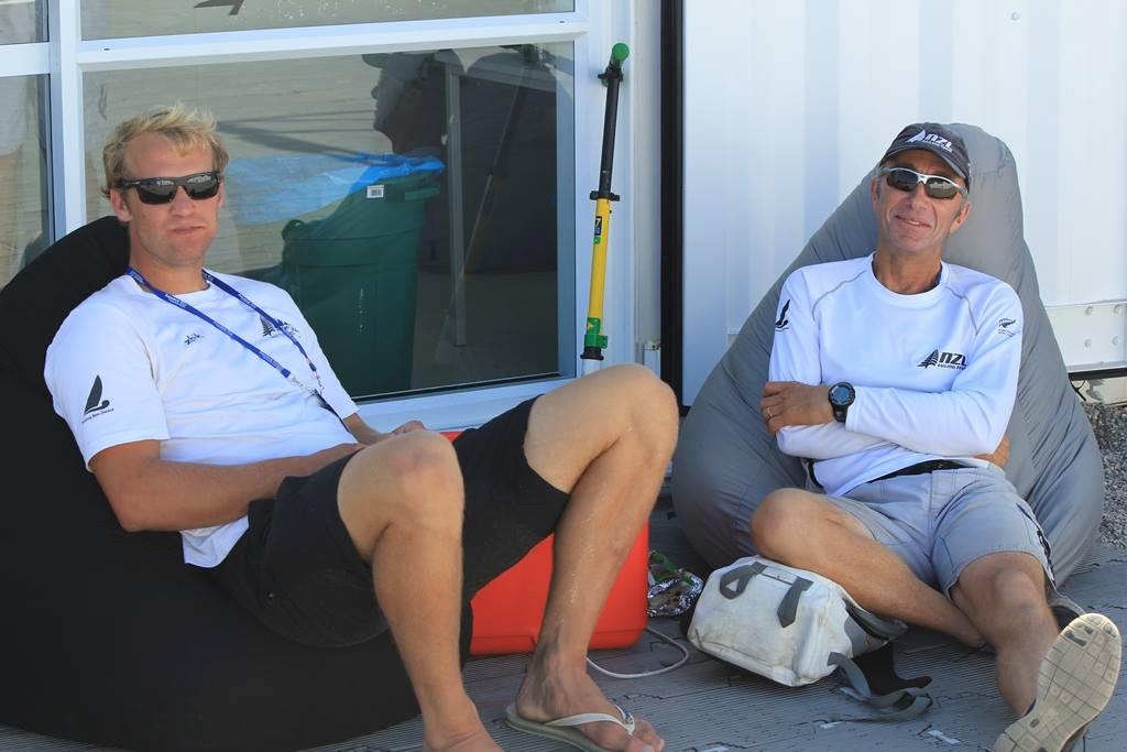 Josh Junior (Finn)John Cutler (Coach) - NZL Sailing Team prepare for the 2015 Olympic Test Regatta © NZL Sailing Team
