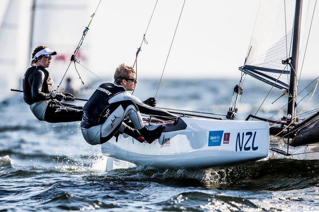 Nacra 17 - Day 2 - 2015 Pre-Olympics - Rio de Janeiro photo copyright Yachting NZ/Sailing Energy http://www.sailingenergy.com/ taken at  and featuring the  class
