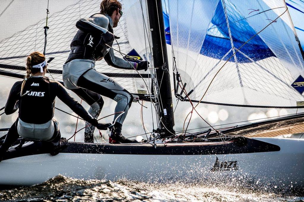 Nacra 17 - Day 2 - 2015 Pre-Olympics - Rio de Janeiro photo copyright Yachting NZ/Sailing Energy http://www.sailingenergy.com/ taken at  and featuring the  class