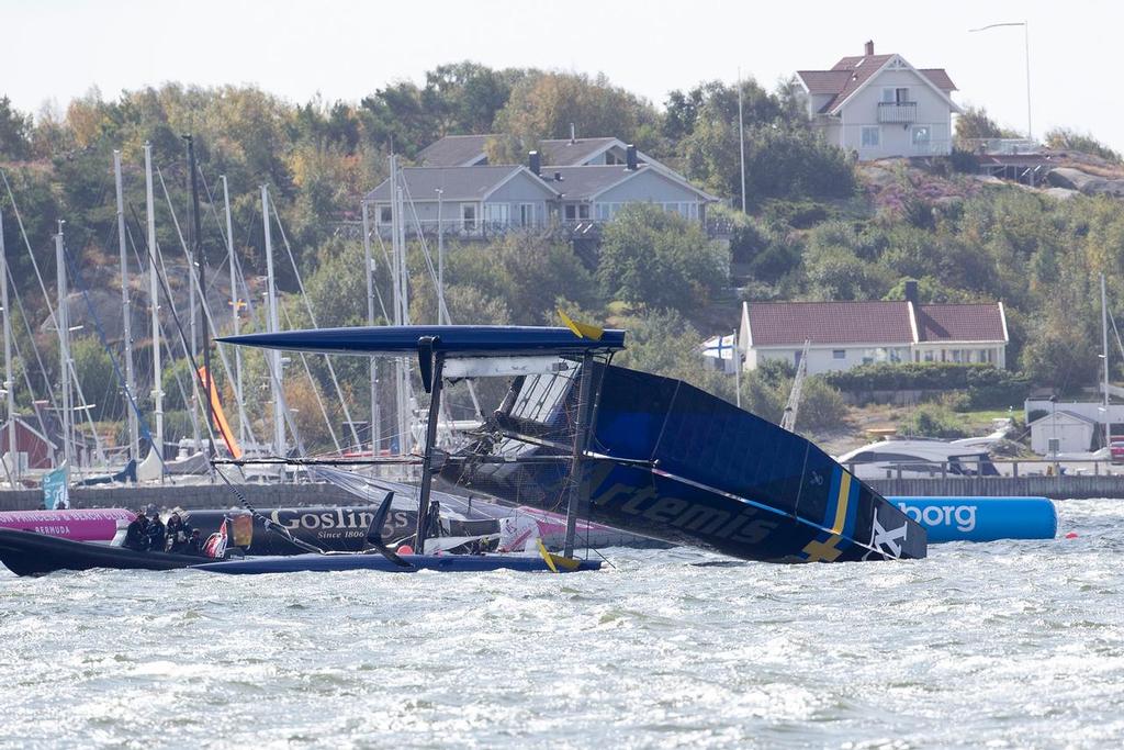 Artemis Racing capsized during Practice for the America’’s Cup World Series Gothenburg - 35th America’s Cup photo copyright Sander van der Borch http://www.sandervanderborch.com taken at  and featuring the  class