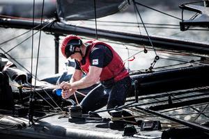 Land Rover BAR Grinder, David 'Freddie' Carr - 2015 America's Cup World Series photo copyright Lloyd Images taken at  and featuring the  class