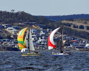 Ragtime and Quebrada match racing in Division 3. - Bellerive Yacht Club Winter Series 2015 photo copyright Peter Watson taken at  and featuring the  class