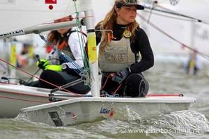 TIght competion in the girls division of the Laser 4.7 youth worlds photo copyright MartínezStudio taken at  and featuring the  class