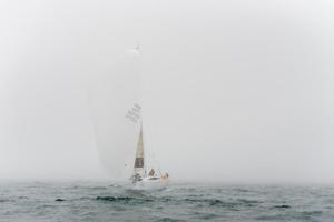 The 2015 Rolex Fastnet Race Fastnet Challenge Cup winner: Courrier Du Leon (FRA) Sailing through the mist towards Plymouth for the finish of the 46th Rolex Fastnet Race and overall victory for Géry Trentesaux's French JPK 10.80, Courrier Du Leon - 2015 Rolex Fastnet Race photo copyright  Rolex/Daniel Forster http://www.regattanews.com taken at  and featuring the  class