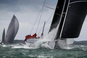 Powering through the Solent waves in the RYS Bicentenary International Regatta - George David's new Rambler 88 - Rolex Fastnet Race photo copyright Paul Wyeth / www.pwpictures.com http://www.pwpictures.com taken at  and featuring the  class