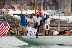 Matt Brookes' Olin Stephens designed 1929 classic, Dorade finishes the Transatlantic Race 2015 in Cowes and won the 1931 and 1933 Fastnet Race - Rolex Fastnet Race photo copyright Paul Wyeth / www.pwpictures.com http://www.pwpictures.com taken at  and featuring the  class