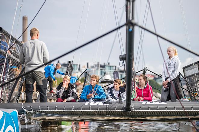 The Future: On Sunday future M32 sailors had a chance to talk to the skippers and get onboard.  © M32 Series