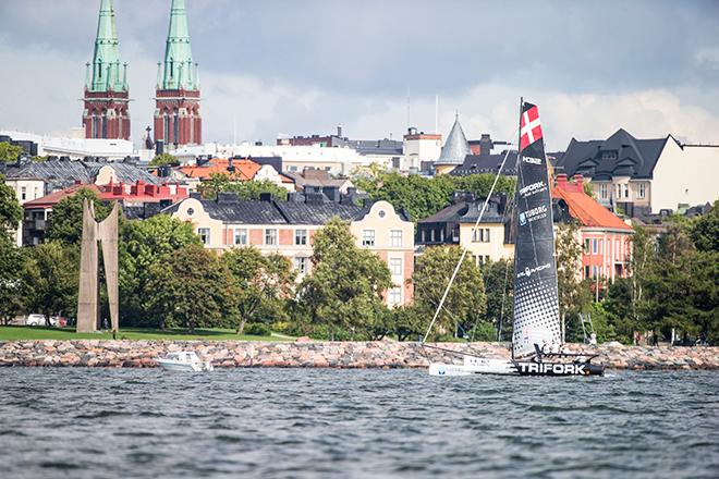 Trifork Racing from Denmark with the beautiful city of Helsinki in the background.  © M32 Series