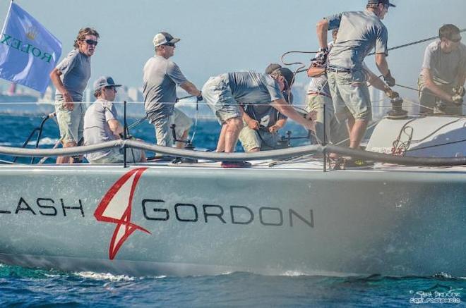 Helmut and Evan Jahn on regatta leader Flash Gordon 6 - 2015 Rolex Farr 40 World Championship © Sara Proctor