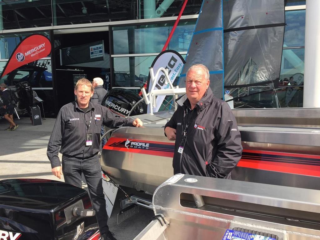Brian Firman and Steve Butler from Profile Boats at Auckland On Water Boat Show - 2015 photo copyright Marine Industry Association . taken at  and featuring the  class