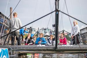 The Future: On Sunday future M32 sailors had a chance to talk to the skippers and get onboard. photo copyright M32 Series taken at  and featuring the  class