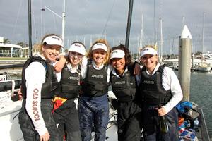 Alice Tarnawski, Milly Bennett, Chelsea Connor, Seldon Coverntry and Jess Russel - 2015 Australian Women’s Match Racing Championship photo copyright Stephen Collopy taken at  and featuring the  class