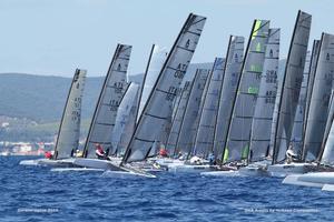 Race two start - 2015 A-Class Catamaran World Championships photo copyright Gordon Upton taken at  and featuring the  class