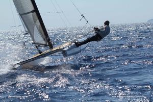 Older straight board boats are still great fun to sail, you don’t always need the latest go faster designs. - 2015 A-Class Catamaran World Championships photo copyright Gordon Upton taken at  and featuring the  class