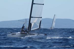 Increased wind in race two meant fun for all - 2015 A-Class Catamaran World Championships photo copyright Gordon Upton taken at  and featuring the  class