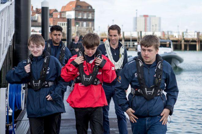 The apprentices on the dock with Team Principal, Ben Ainslie © Aquazoom/Ronan Topelberg