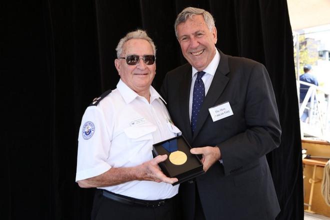 NSW Maritime Medal 2015 Winner David Lyall with The Hon. Duncan Gay, Minister for Roads, Maritime and Freight. - 2015  NSW Maritime Medal Awards © NSW Maritime