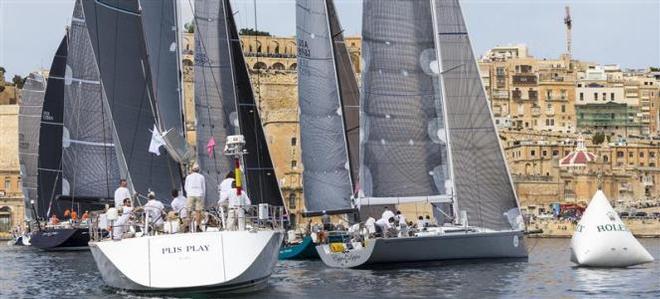The Race Committee distributed the fleet in seven different starts - 2015 Rolex Middle Sea Race ©  Rolex / Carlo Borlenghi http://www.carloborlenghi.net
