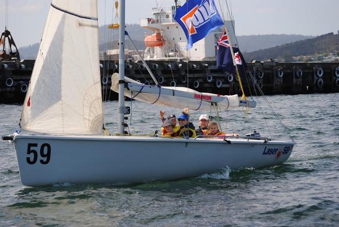 SB20 crew in the Sail Past ©  Peter Campbell