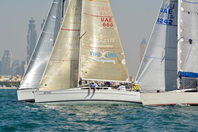 Race start along the impressive backdrop of the City of Dubai - 2015 Dubai to Muscat Yacht Race © Xtra-Link / Louay Habib